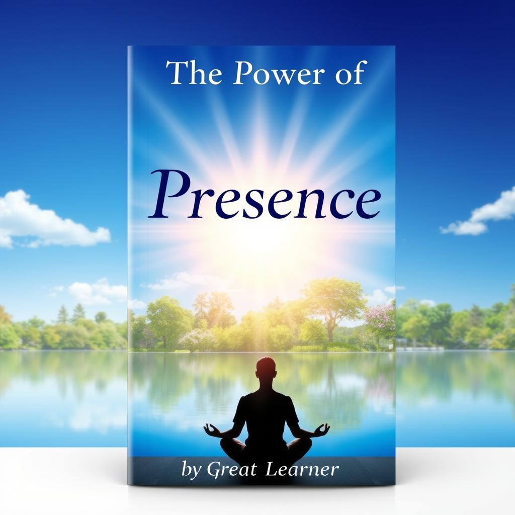 A visually striking book cover design for 'The Power of Presence' by Great Learner