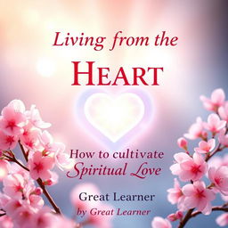 A captivating book cover design for 'Living from the Heart: How to Cultivate Spiritual Love' by Great Learner