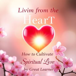 A captivating book cover design for 'Living from the Heart: How to Cultivate Spiritual Love' by Great Learner