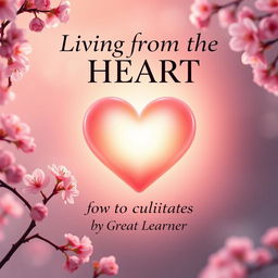 A captivating book cover design for 'Living from the Heart: How to Cultivate Spiritual Love' by Great Learner