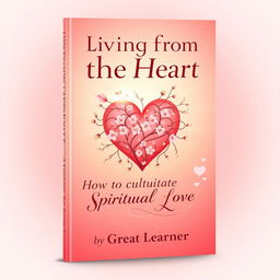 An eye-catching book cover design for 'Living from the Heart: How to Cultivate Spiritual Love' by Great Learner