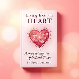 An eye-catching book cover design for 'Living from the Heart: How to Cultivate Spiritual Love' by Great Learner