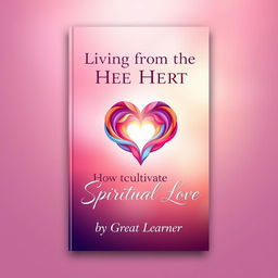 A visually appealing book cover design for 'Living from the Heart: How to Cultivate Spiritual Love' by Great Learner