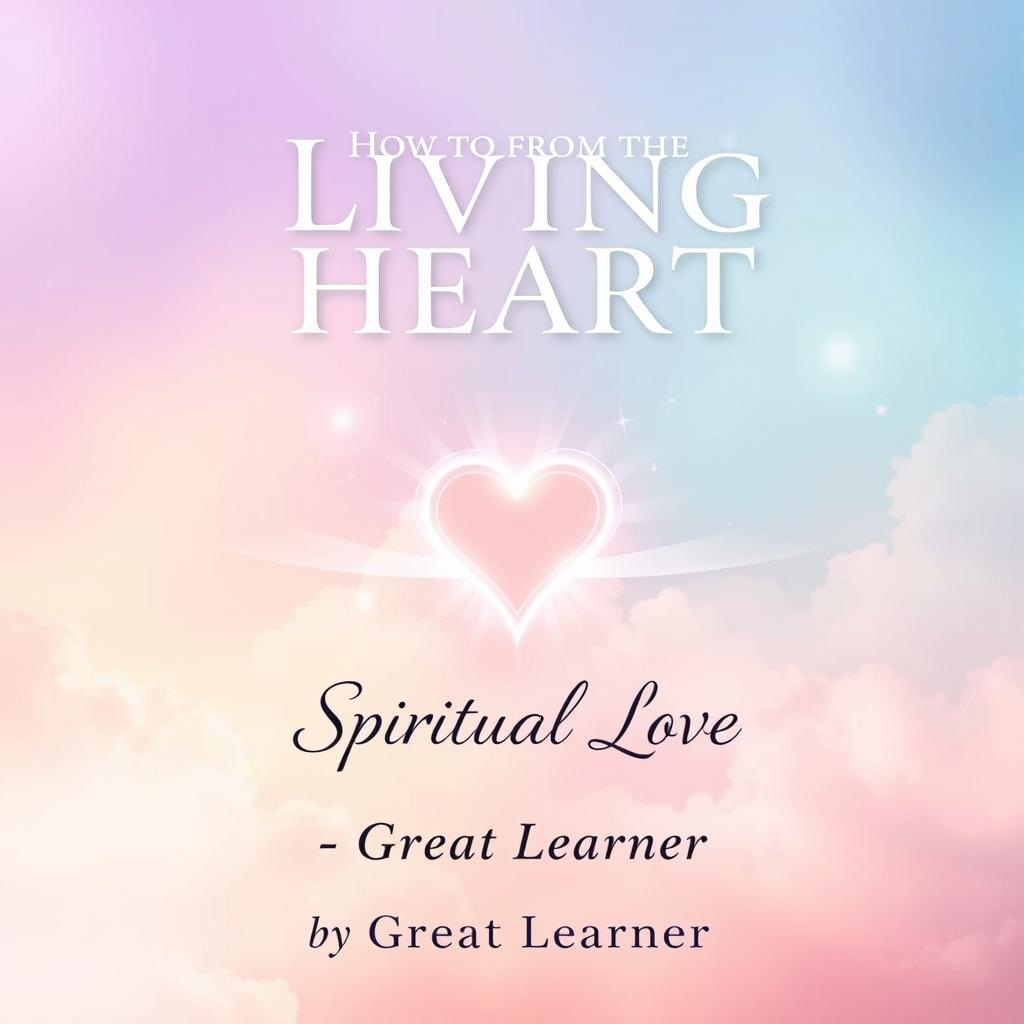 A visually striking book cover design for 'Living from the Heart: How to Cultivate Spiritual Love' by Great Learner