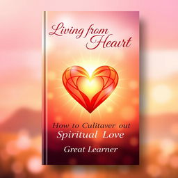 A visually striking book cover design for 'Living from the Heart: How to Cultivate Spiritual Love' by Great Learner