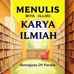 A book cover featuring the title 'MENULIS KARYA ILMIAH' in bold, artistic font at the top