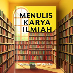 A book cover featuring the title 'MENULIS KARYA ILMIAH' in bold, artistic font at the top