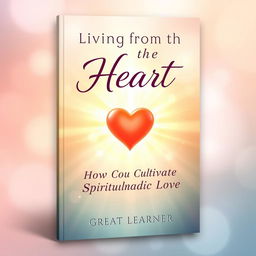 A captivating book cover design for 'Living from the Heart: How to Cultivate Spiritual Love' by Great Learner