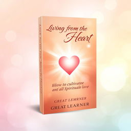 A captivating book cover design for 'Living from the Heart: How to Cultivate Spiritual Love' by Great Learner