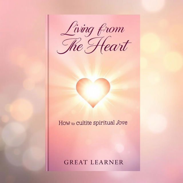 A captivating book cover design for 'Living from the Heart: How to Cultivate Spiritual Love' by Great Learner