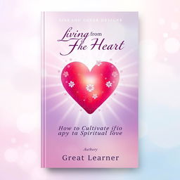 An inspiring book cover design for 'Living from the Heart: How to Cultivate Spiritual Love' by Great Learner