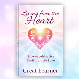 An inspiring book cover design for 'Living from the Heart: How to Cultivate Spiritual Love' by Great Learner