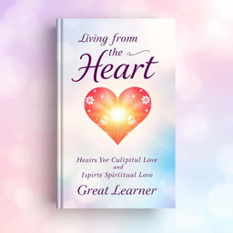 An inspiring book cover design for 'Living from the Heart: How to Cultivate Spiritual Love' by Great Learner