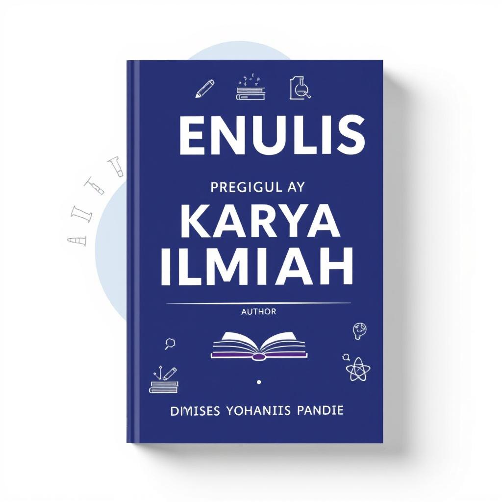 A book cover design for the title 'MENULIS KARYA ILMIAH' featuring elegant typography for the title at the center in bold, modern font