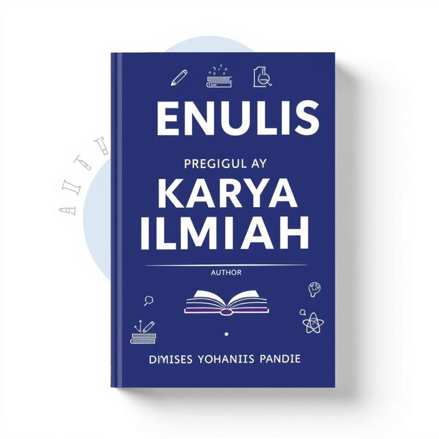 A book cover design for the title 'MENULIS KARYA ILMIAH' featuring elegant typography for the title at the center in bold, modern font