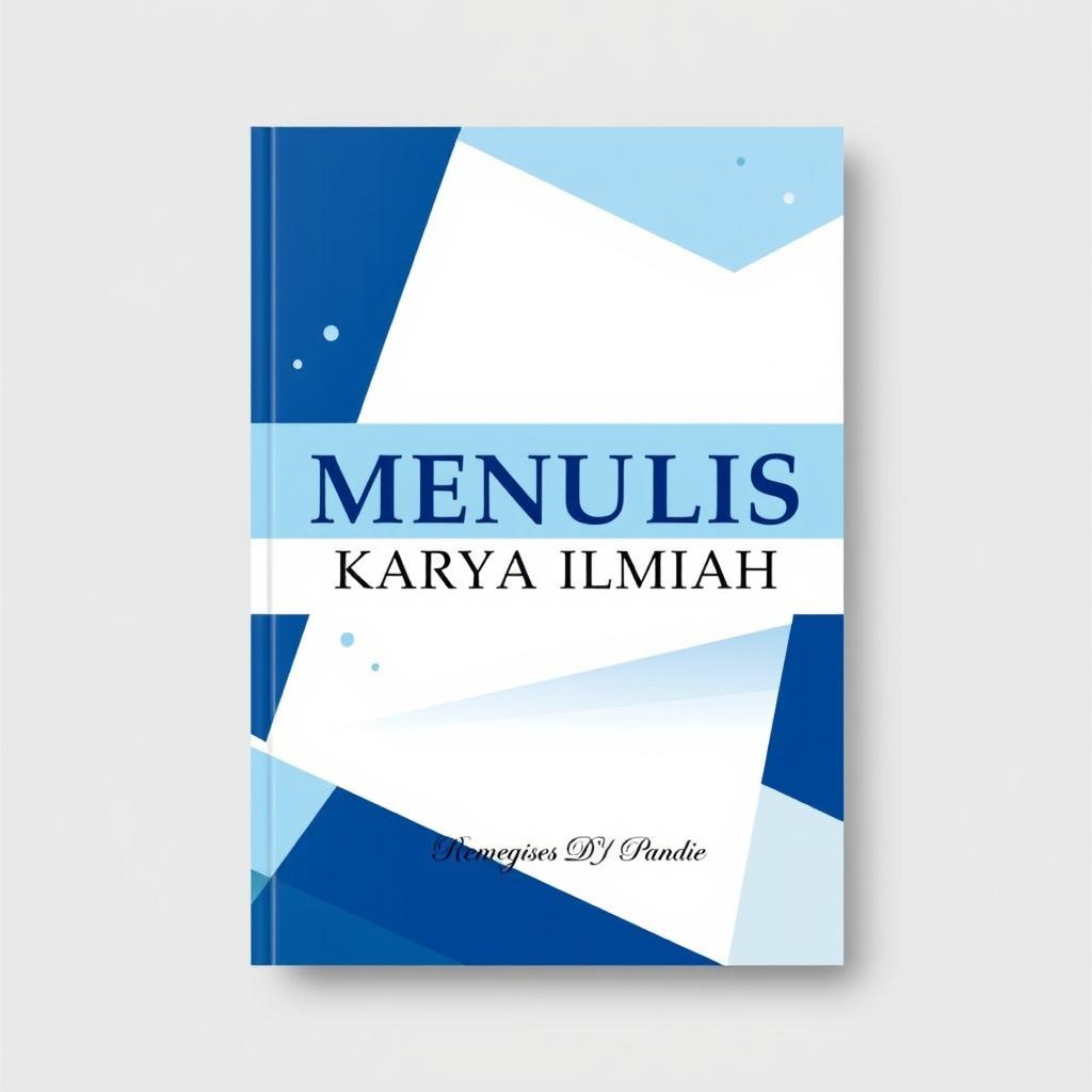 A beautifully designed cover for a scientific paper or thesis titled 'MENULIS KARYA ILMIAH' by author Remegises DY Pandie