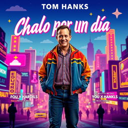 A movie poster for 'Chalo por un día', starring Tom Hanks, designed with a classic 90s aesthetic