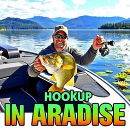 In the foreground, the text "Bass Hookup in Paradise" is prominently displayed in a vibrant color