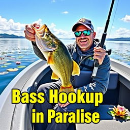 In the foreground, the text "Bass Hookup in Paradise" is prominently displayed in a vibrant color