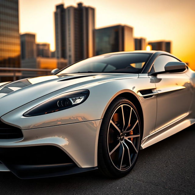 A stunning Aston Martin DBS in a sleek white finish with contrasting black details