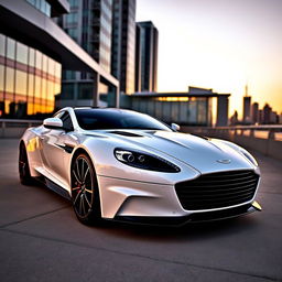 A stunning Aston Martin DBS in a sleek white finish with contrasting black details