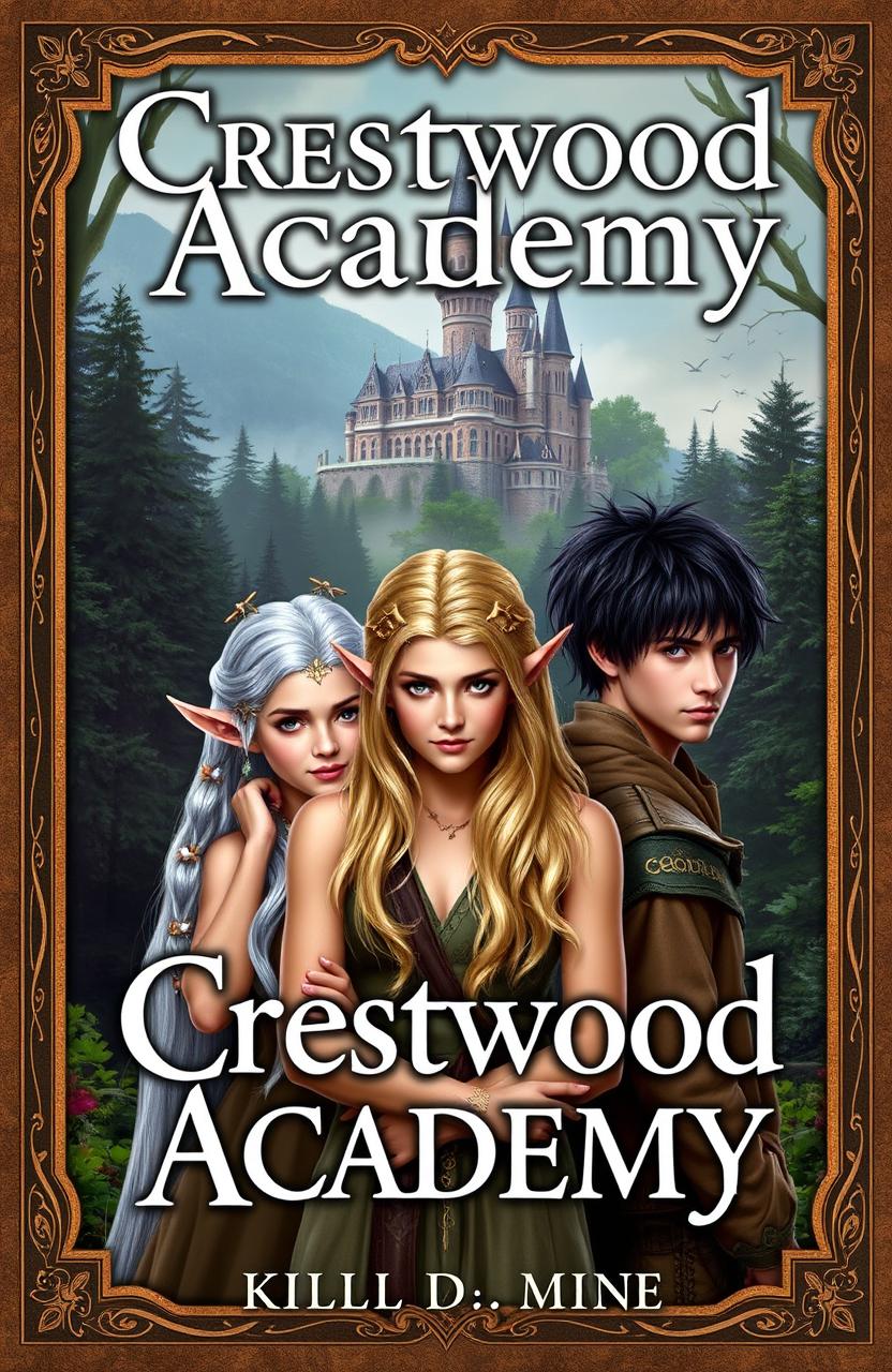 A captivating fantasy book cover featuring the title 'Crestwood Academy' prominently displayed