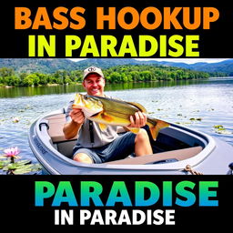 In the foreground, the text "Bass Hookup in Paradise" is boldly displayed in vibrant colors