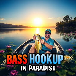 In the foreground, the text "Bass Hookup in Paradise" is boldly displayed in vibrant colors