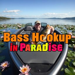 In the foreground, the text "Bass Hookup in Paradise" is boldly displayed in vibrant colors