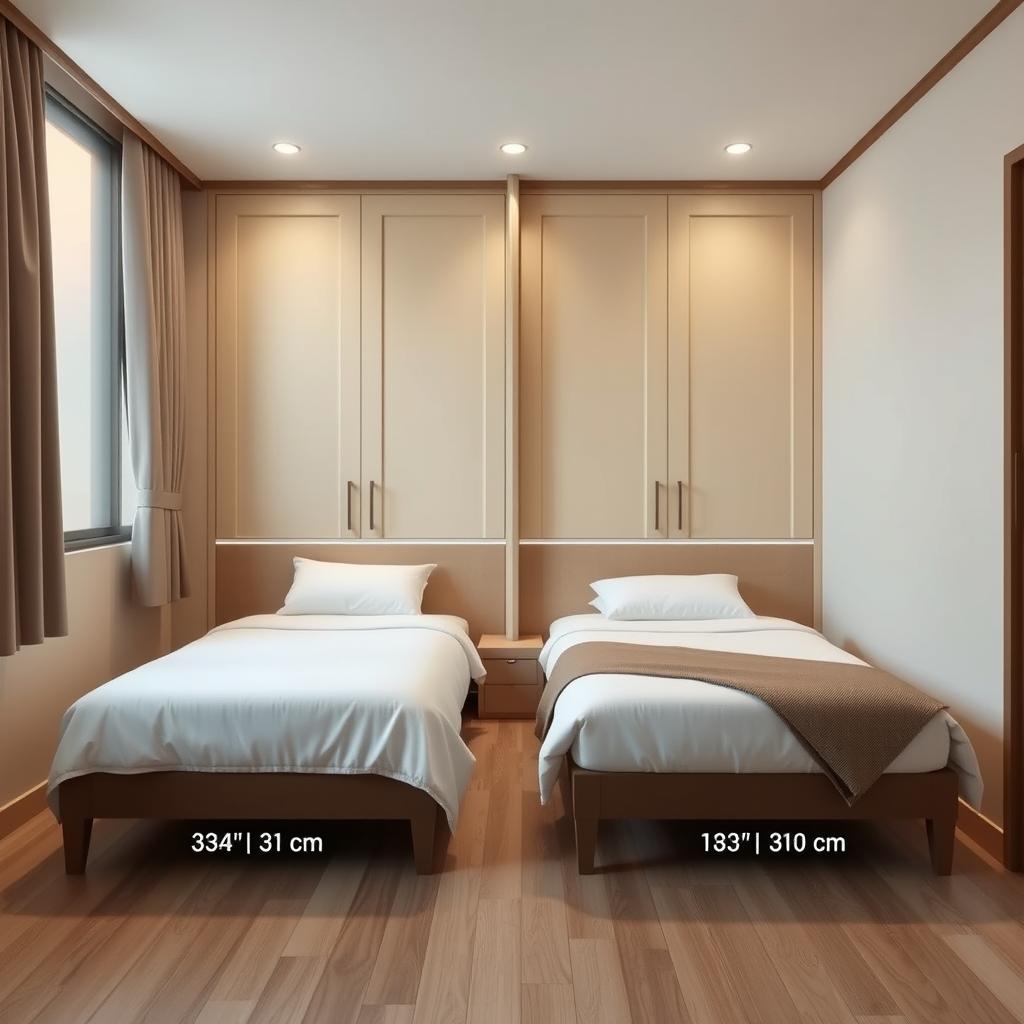 A cozy bedroom featuring a 3 meters wide by 6 meters long layout