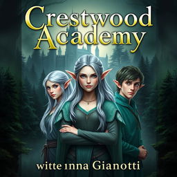 A fantasy book cover for 'Crestwood Academy' written by Emma Gianotti