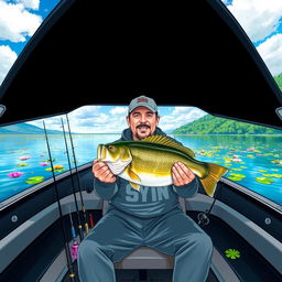 "Bass Hookup in Paradise" is illustrated vividly