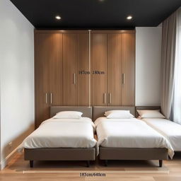 A spacious bedroom with dimensions of 3 meters wide by 6 meters long