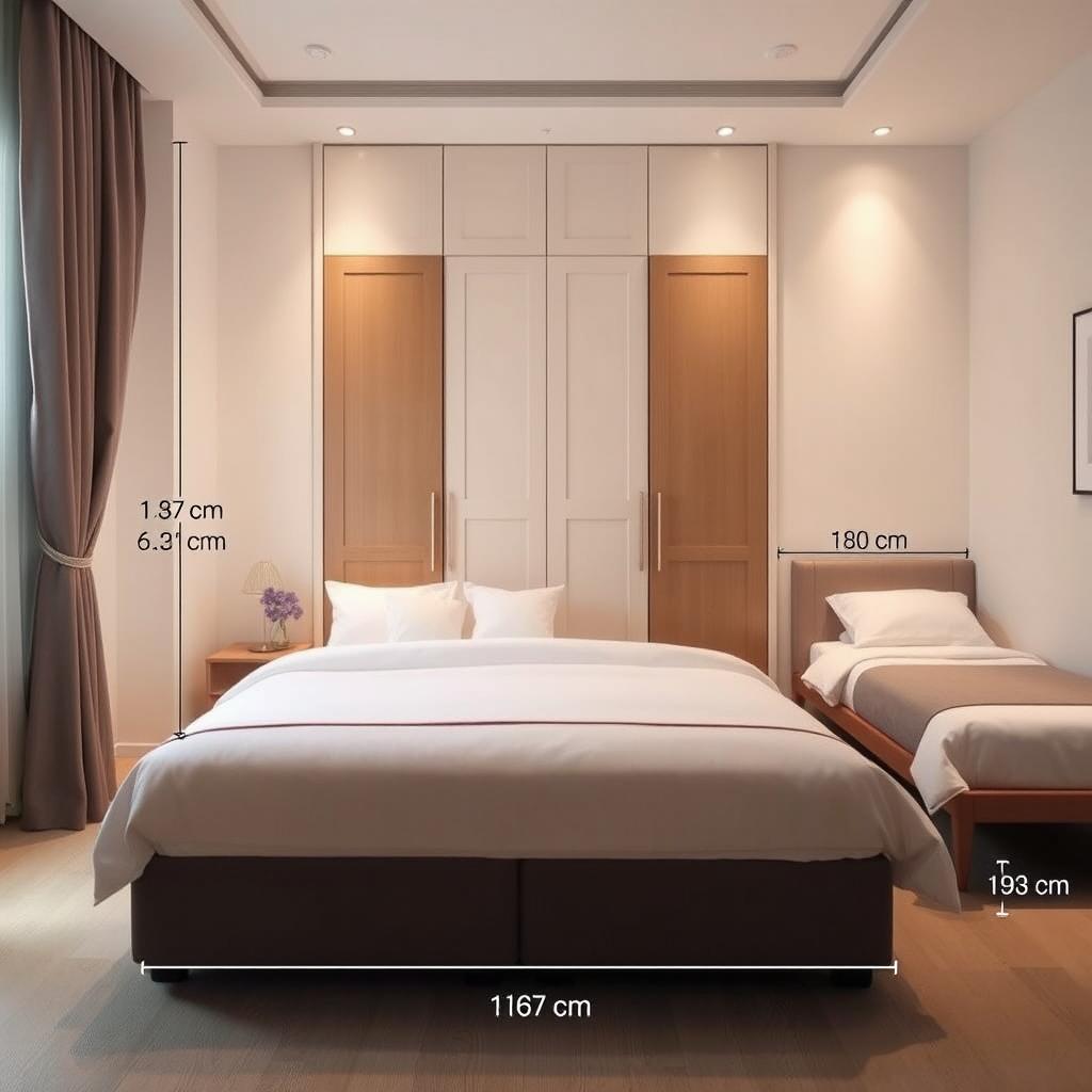 A spacious bedroom with dimensions of 3 meters wide by 6 meters long