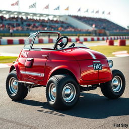 A classic Fiat 500 transformed into a gokart, featuring a compact and sporty design