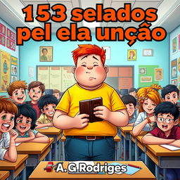 A vibrant classroom scene featuring a plump, red-haired teenage boy at the center, holding a Bible