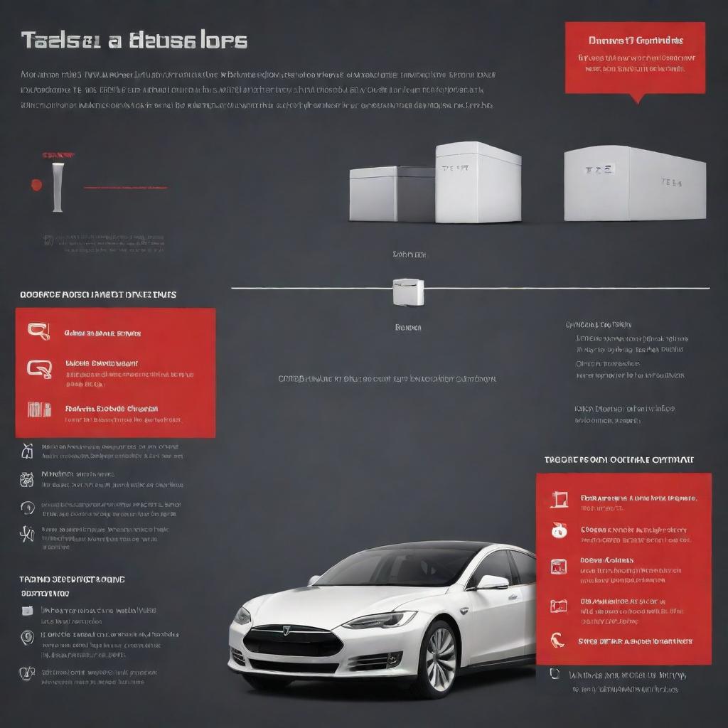 An informative infographic comparing Tesla batteries and operational data store (ODS) technologies, filled with diagrams and statistics presented in an engaging manner