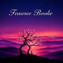 A striking book cover featuring an ethereal landscape, with rolling hills bathed in twilight hues of purple and orange