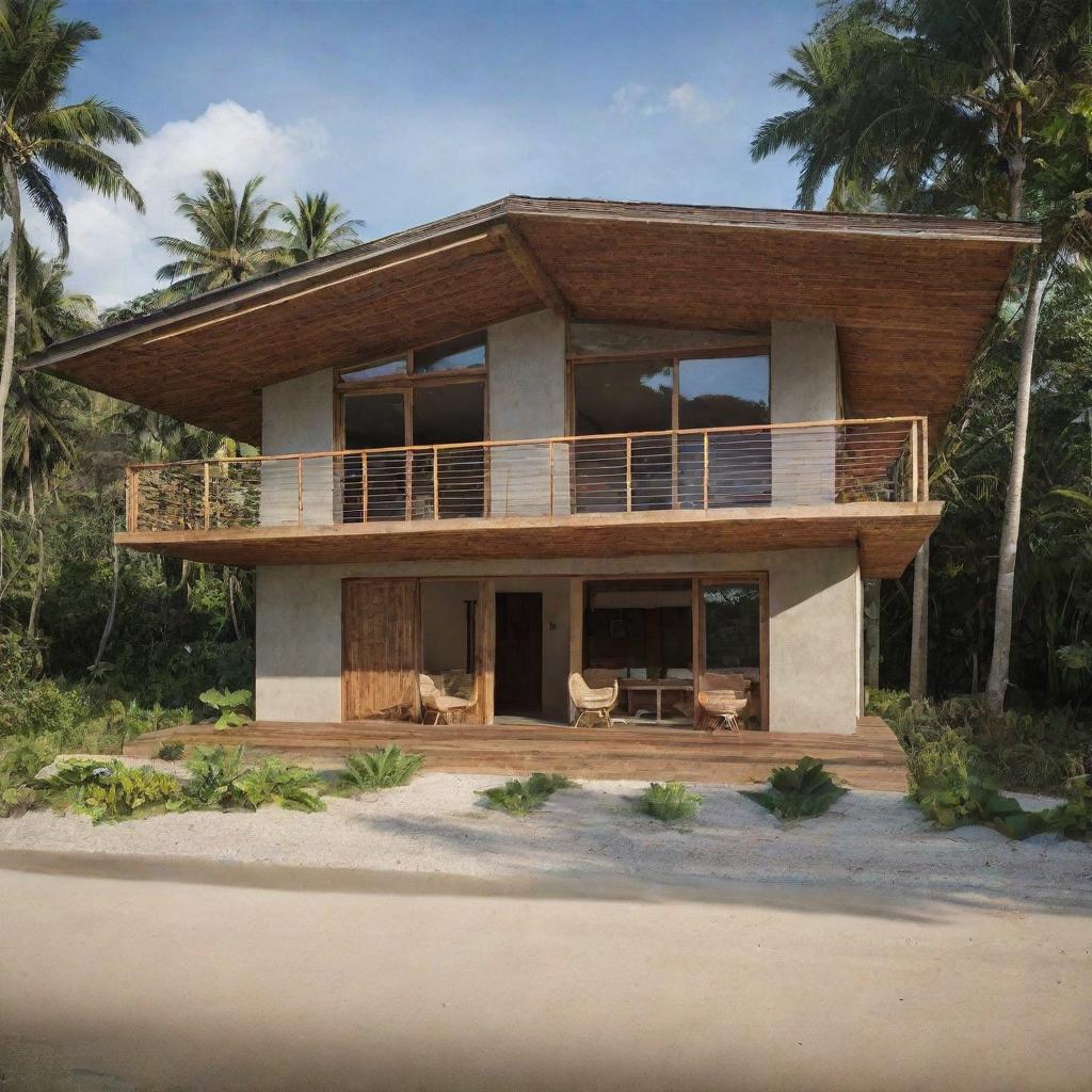 A small modern beach house inspired by Filipino designs, with use of native materials and tropical aesthetic.