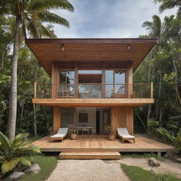 A small modern beach house inspired by Filipino designs, with use of native materials and tropical aesthetic.