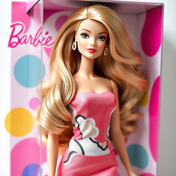 A beautifully designed Barbie doll with stunning Italian-style hair, long and flowing, showcasing soft waves