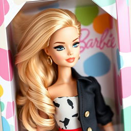 A beautifully designed Barbie doll with stunning Italian-style hair, long and flowing, showcasing soft waves