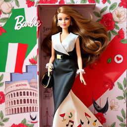 A charming Barbie doll themed with Italian fashion, featuring elegant attire inspired by classic Italian designers