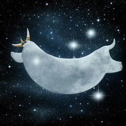 An enchanting depiction of a cheerful cow leaping over a luminous full moon in a star-filled celestial backdrop.