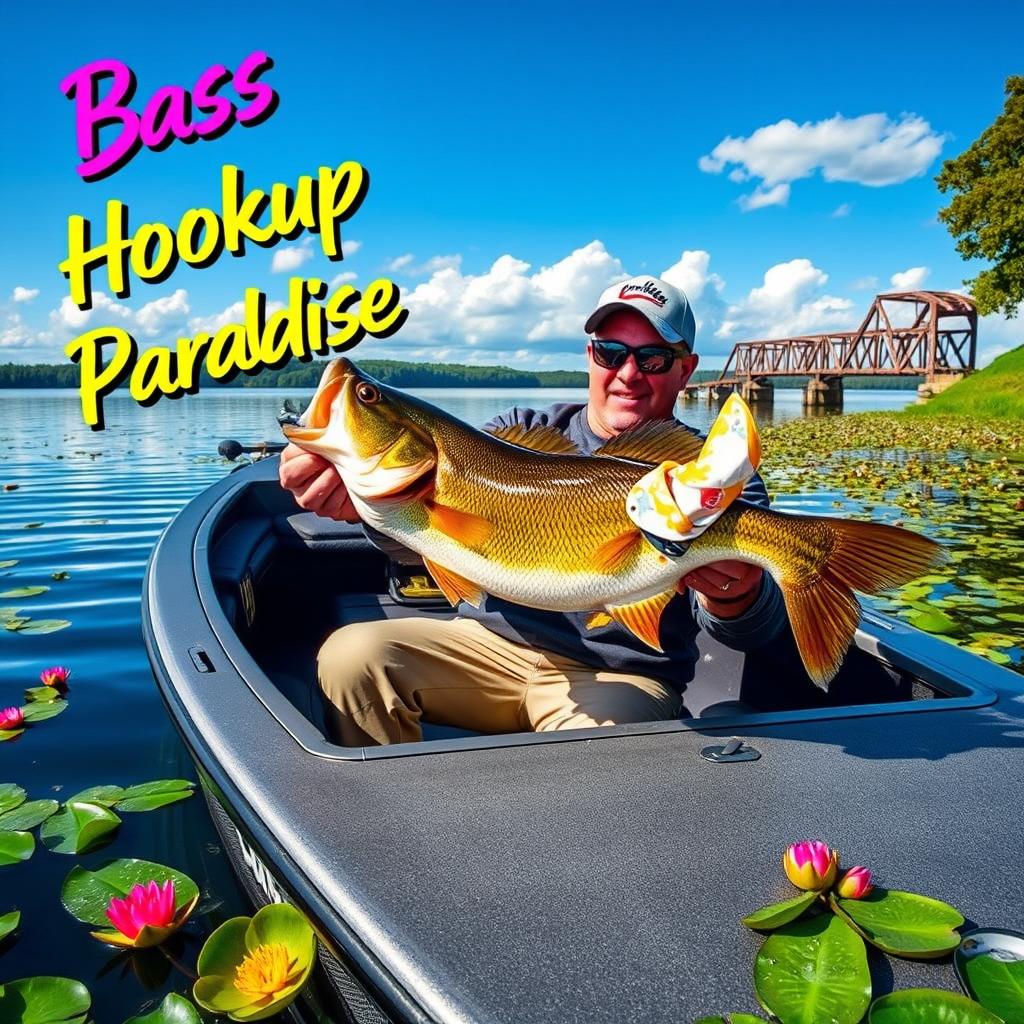 The image features a colorful inscription "Bass Hookup in Paradise" placed artistically in a corner to ensure it does not obstruct the main action