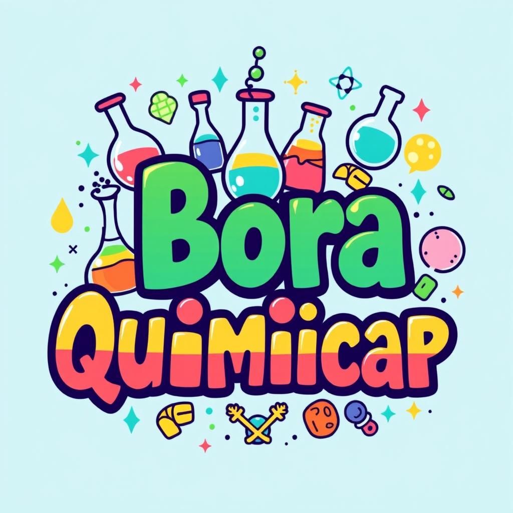 A vibrant and engaging t-shirt design for a chemistry group named 'Bora Quimicar'