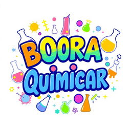 A vibrant and engaging t-shirt design for a chemistry group named 'Bora Quimicar'