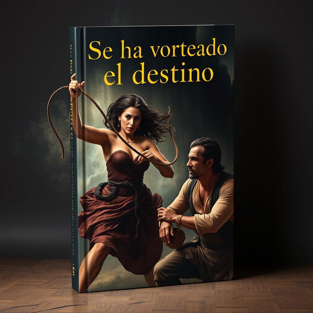 A dramatic book cover design for 'Se ha volteado el destino'