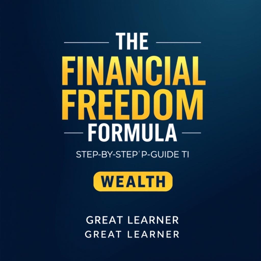 A sleek and modern book cover design for "The Financial Freedom Formula: A Step-by-Step Guide to Wealth" by Great Learner