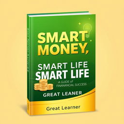 An eye-catching book cover design for "Smart Money, Smart Life: A Guide to Financial Success" by Great Learner